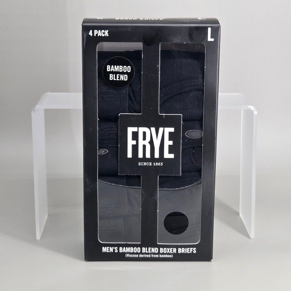 Frye Boxer Briefs Mens Large 4 Pack Black Bamboo Blend Soft Breathable Comfort
